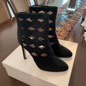 Black leather and suede ankle boots